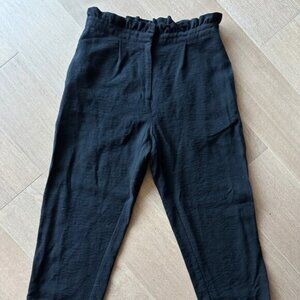 Topshop Ruffled Cuffed  Black Ankle Trouser Pant Size 6